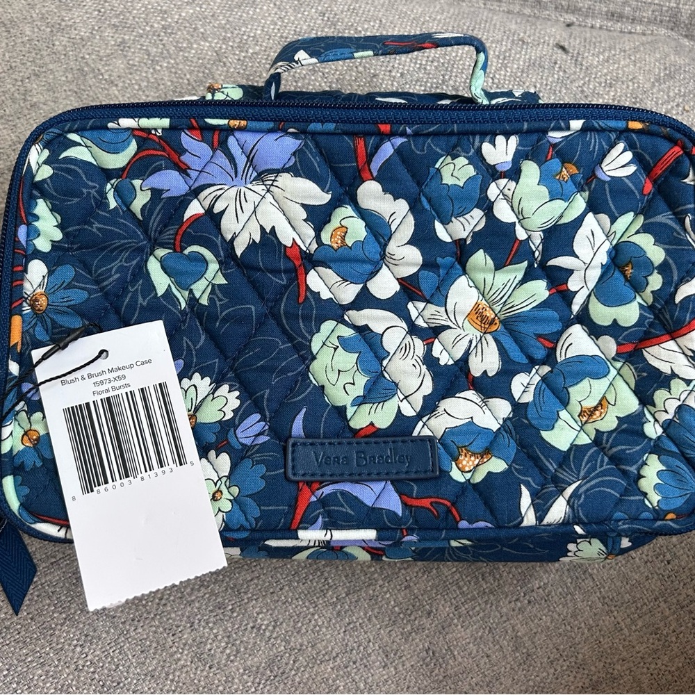 Vera Bradley Blush & Brush Makeup Case Floral Bursts Blue NWT - Picture 6 of 6